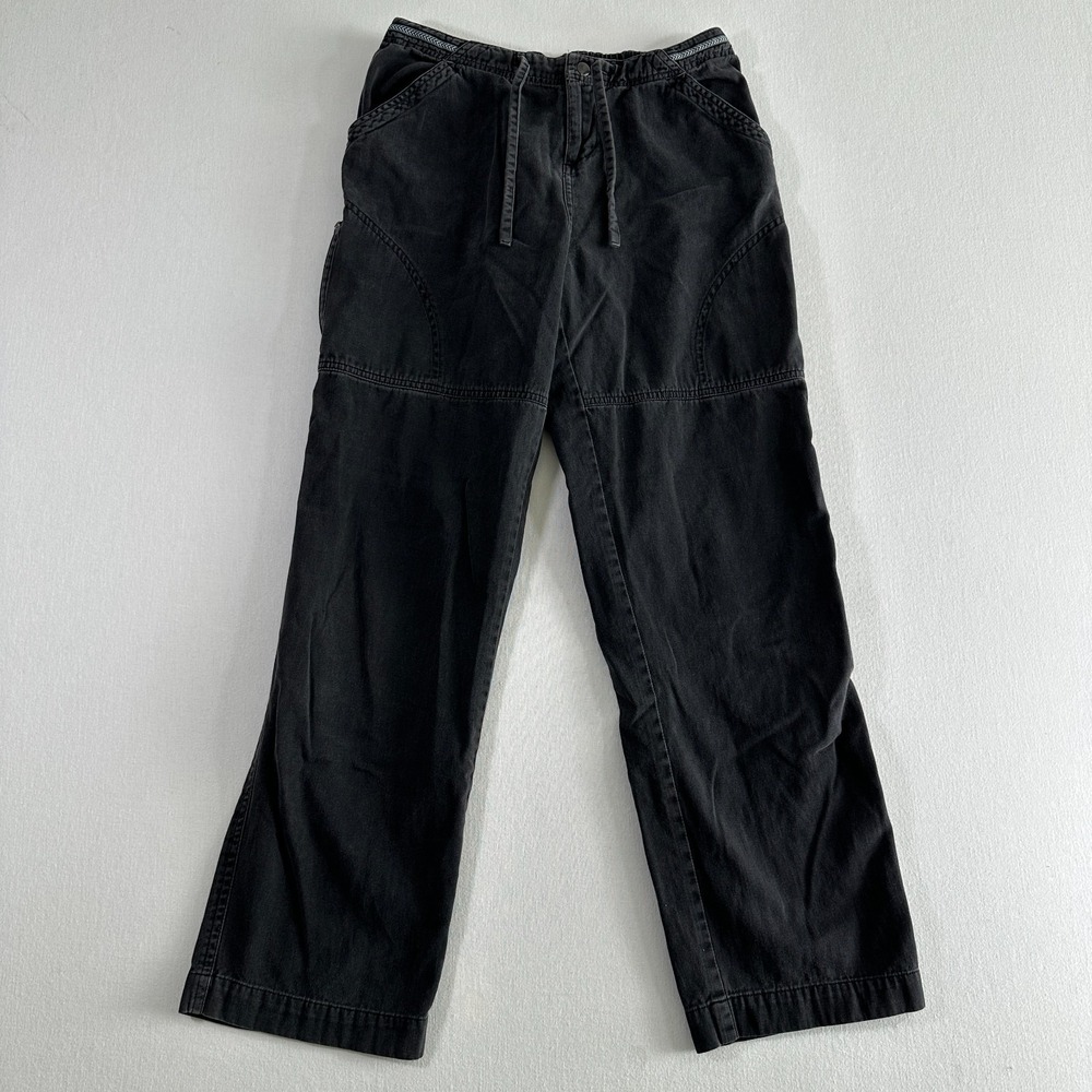 Vintage Kuhl Womens Black Drawstring Cropped Pants Size S Straight Leg